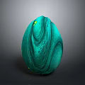 Mystical Creature Teal Textured Egg With Swirl Patterns And Yellow Accents