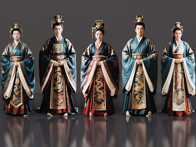 2D Costume Characters Classical Qin Tianjian Costume Men's Court Beauty Gorgeous Dress Movie and TV Play Characters Costume Characters Movie and TV Play Characters 3d model