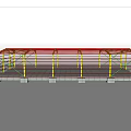 Industrial Workshop Steel Structure Frame With Red And Yellow Components And Gray Platform