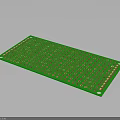 Green Printed Circuit Board For Electronic Devices With Holes And Components