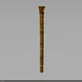 Bamboo Plant With Distinct Joints And Orange Yellow Color Standing Against Dark Gray Background