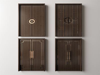 New Chinese style double door double open 3d model