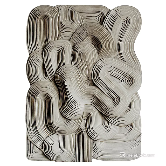 3D Wall Art With Curved Layered Texture And Organic Modern Decor Design 3d model 