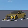Yellow BMW Sports Car Parked in Parking Space with BMW Text