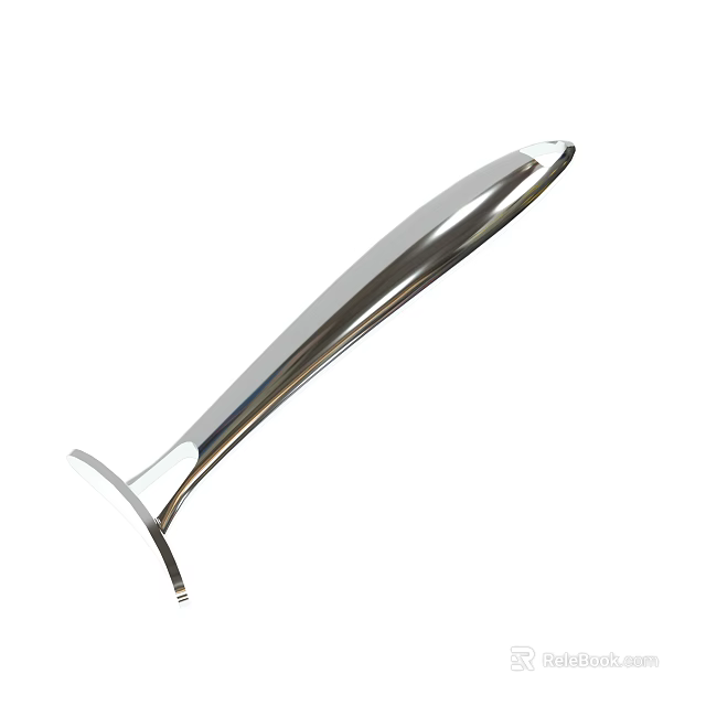 Shiny Stainless Steel Metal Tool With Long Handle And Flat Head 3d model 