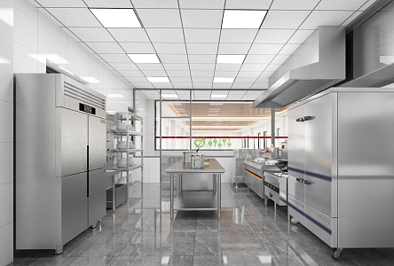 Modern Canteen Back Kitchen Central Kitchen 3d model