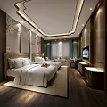 Elegant Modern Hotel Guest Room With Twin Beds White Linens Wooden Furniture And Wall Decor