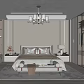 Modern Bedroom Interior Design With Bed Nightstands Chandelier Wardrobes And Area Rug