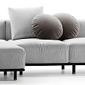 Casual Sofa Set With Modular Design Gray Fabric Plush Pillows And Wooden Legs