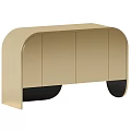 Modern Gold Cabinet With Arched Top And Black Curved Legs Design