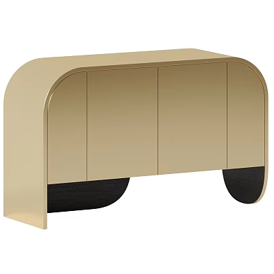 Modern Gold Cabinet With Arched Top And Black Curved Legs Design 3d model