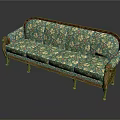 Classic Carved Frame Sofa With Green Floral Fabric And Elegant Design