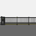 Electric Retractable Security Gate With Black Metal Bars And Control Panel 3d model