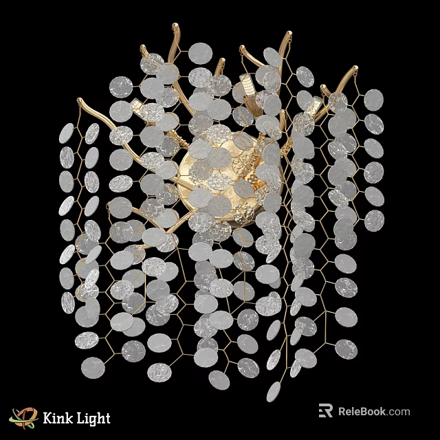 Modern Wall Lamp With Glass Discs And Gold Frame For Decorative Lighting 3d model 