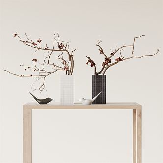 Modern Vase Plant Dried Branches 3d model