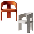 Modern Minimalist Orange And Gray Accent Chairs With Armrest Upholstered Fabric Design