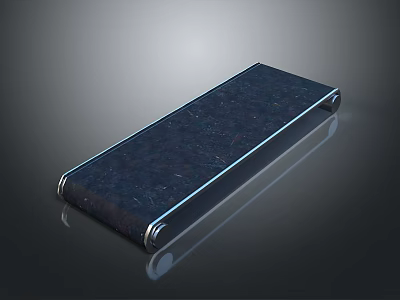 Sleek Dark Blue Long Rectangular Equipment with Silver Trim Textured Surface on Reflective Background 3d model