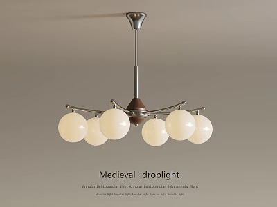 Vintage Medieval Droplight With Wrought Iron Frame And Big Globe Shade 3d model