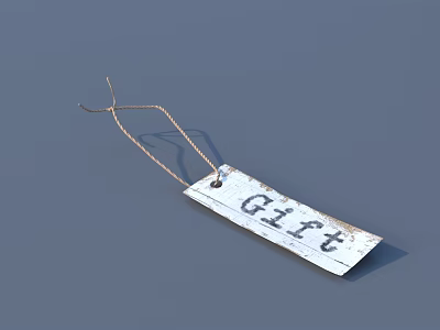 Distressed White Paper Gift Tag With String Ideal For Gift Wrapping 3d model