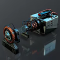 Mechanical Equipment With Copper Coils Motor Control Panel And Red Indicator