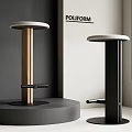 Modern POLIFORM Bar Stools with White Top Gold Black Frame in Interior Near Window