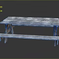 Rustic Weathered Wooden Outdoor Picnic Table and Bench Set with Natural Wood Texture