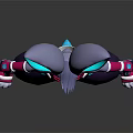 3D Animated Character Model With Large Blue Ears And Purple Outfit In Cartoon Style