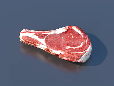 Juicy Fresh Marbled Raw Ribeye Steak With Bone On Dark Surface 3d model
