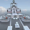Warship At Sea With Distinct Structures And Decks 3d model