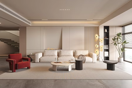 Living Room Sofa Coffee Table Combination Single Person Sofa Stool Floor Lamp Value Ornaments 3d model