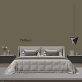 Poliform Double Bed With Beige Wall Headboard Quilt And Nightstands With Decor
