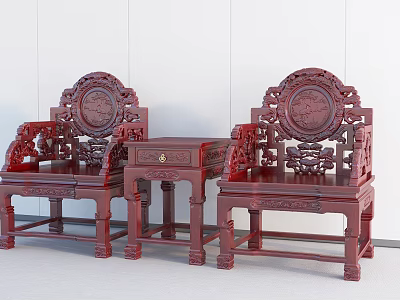 Chinese style leisure sofa combination Ganoderma lucidum three-piece set 3d model