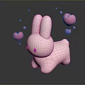 Cute Pink Rabbit Toy With Floppy Ears And Heart Shaped Bubbles