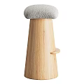 Modern Wooden Bar Stool With Gray Padded Seat And Ergonomic Footrest Design
