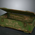 Vintage Green Wooden Crate With Open Lid And Stenciled Text Interior