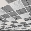 Modern Suspended Ceiling Grid Design with Black Frame White Panels and Lighting Fixtures