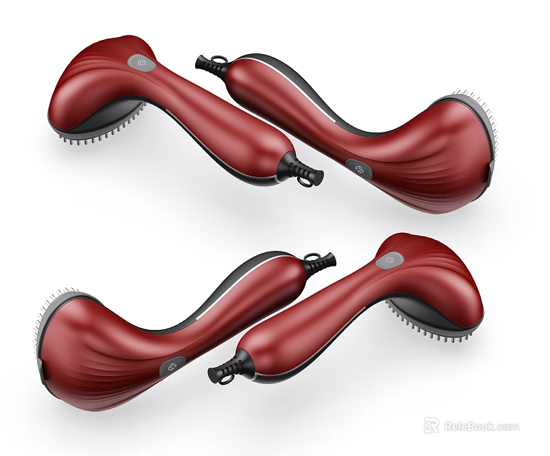 Red And Black Handheld Daily Electrical Massagers With Curved Design And Massage Heads 3d model 