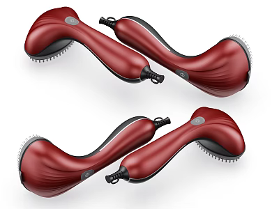 Red And Black Handheld Daily Electrical Massagers With Curved Design And Massage Heads 3d model