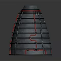 Conical Industrial Mechanical Structure With Black Shell And Red Pipeline Details