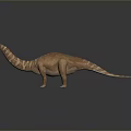 Sauropod Dinosaur Model With Brown Striped Body Long Neck And Tail On Dark Background