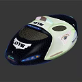 Black And White OIS Logo Helmet With Streamlined Design And Emblem