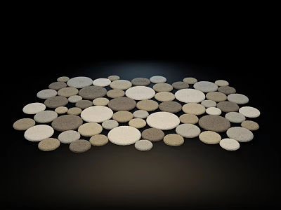 Garden Ornament With Gray White Pebbles In Natural Circular Arrangement 3d model