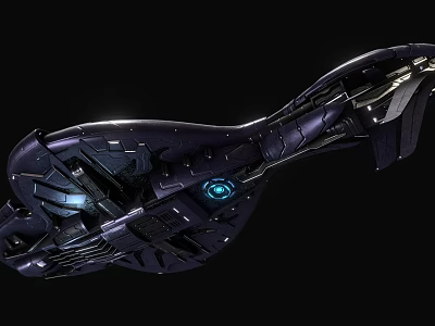 Futuristic Fighter Jet With Advanced Design Aerodynamic Structure And Blue Glowing Light 3d model