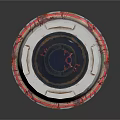 Decorative Cylindrical Column with Black Top Geometric Pattern and Red Silver Base