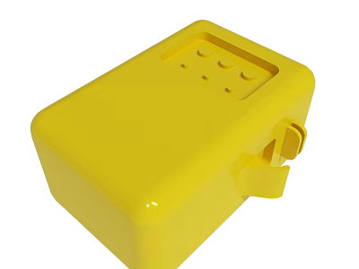 Yellow Plastic Storage Box With Lid Holes And Side Latch Design 3d model