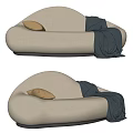 Beige Lazy Sofa With Yellow Pillow And Dark Green Blanket For Cozy Home Decor