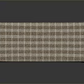 Long Rectangular Coffee Table With Brown And White Plaid Tablecloth And Wooden Legs
