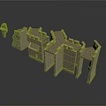 Medieval Gray Stone Building Modules With Castle Wall Sections Arches And Towers