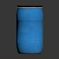 Two Blue Industrial Drums With Brown Lids And Smooth Surface On Dark Background
