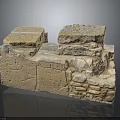 Wood and Stone Handcrafted Structure with Stacked Blocks and Natural Texture 3d model